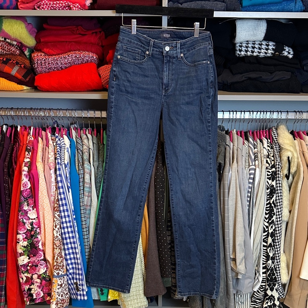 NYDJ blue 4 pocket Marilyn straight leg high rise jeans size 2